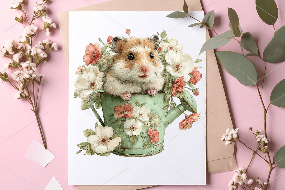 Whimsical Hamster Bucket Summer PNG, an Illustration by Canvas Craft (Photo 5 of 7)