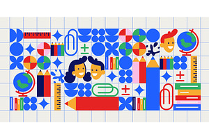 Geometric study pattern with school, an Education Illustration by art PVP - market