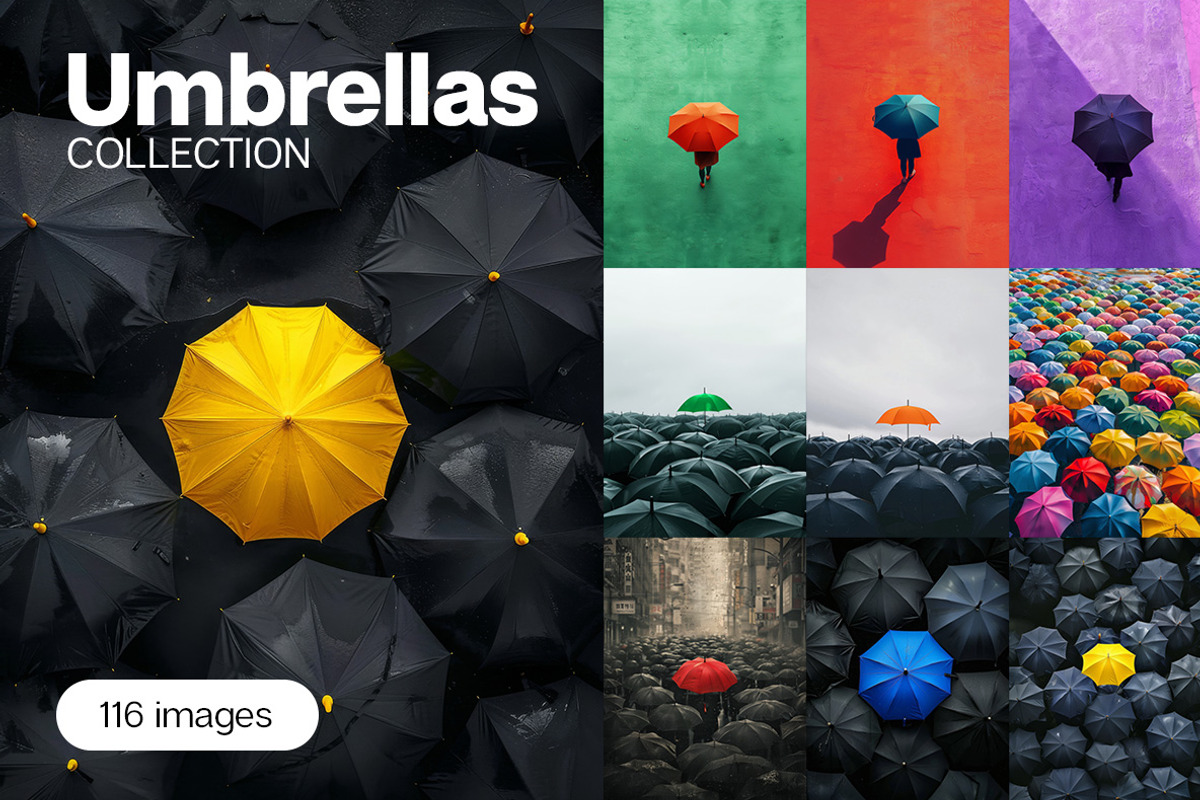 116 Umbrellas, a Background Photo by Handmadefont (Photo 1 of 14)
