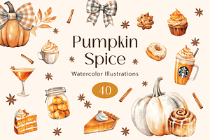 Pumpkin Spice Watercolor Clipart