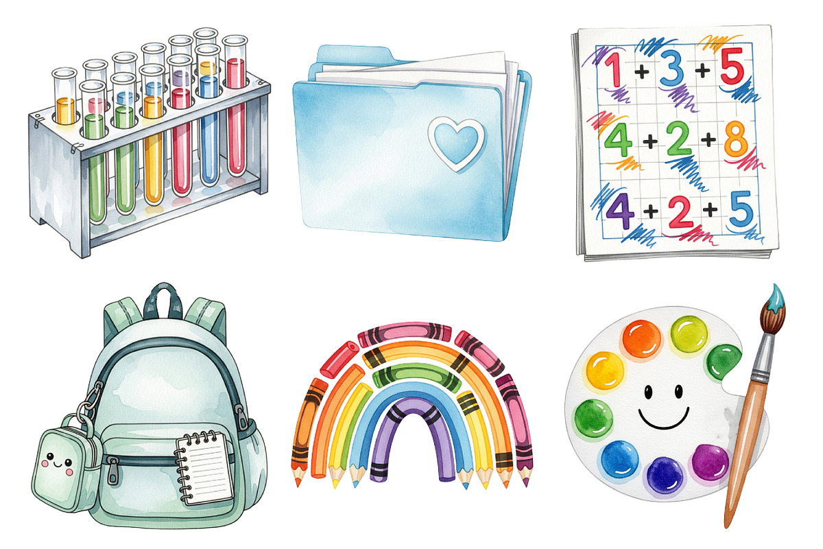 Watercolor Back to School Clipart, an Illustration by Daily.Designs (Photo 5 of 5)