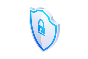 Security isometric. Shield, a Technology Illustration by Things for designers