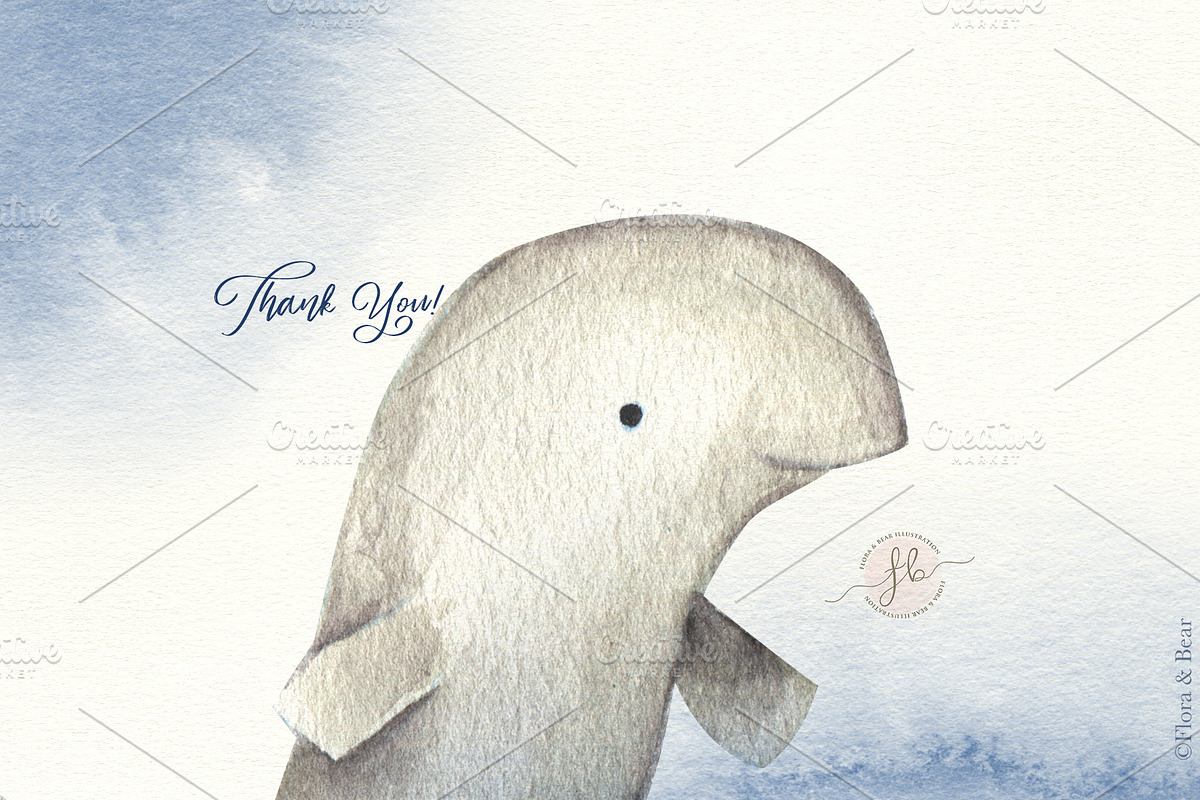 Whales Watercolor Clipart, a Texture Illustration by Flora+Bear (Photo 6 of 6)