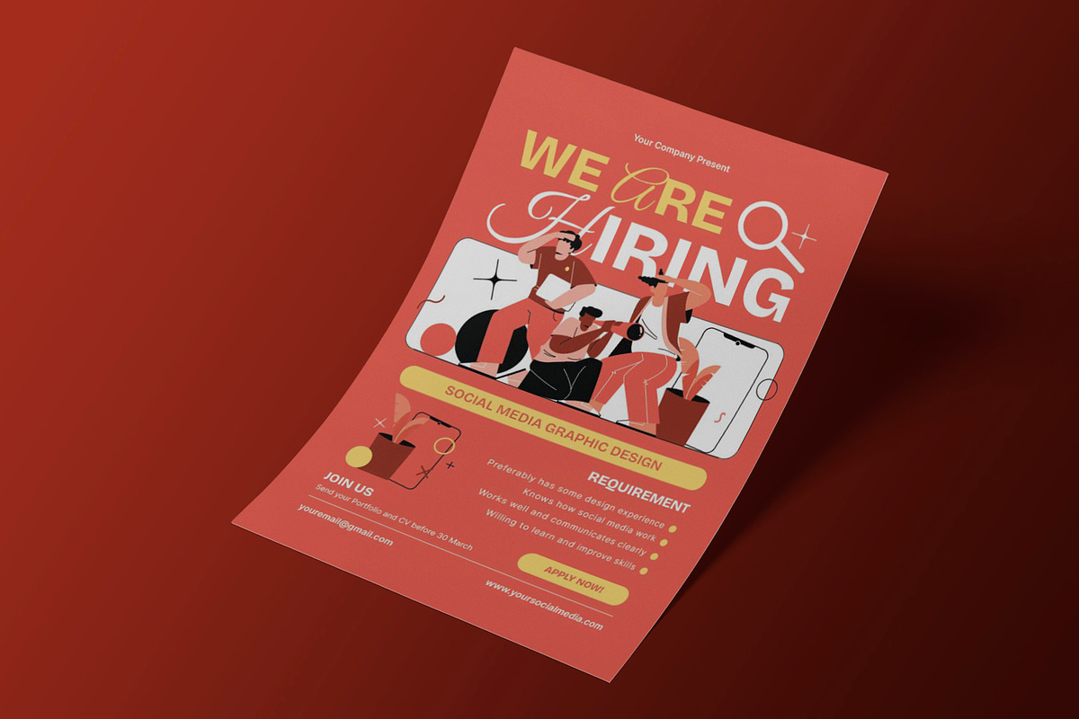 Red Creative Job Hiring Flyer, a Flyer Template by Neermana (Photo 2 of 4)