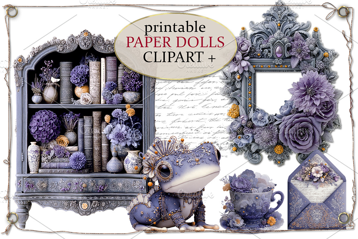 Cute Purple Witch Dolls Clipart, an Object Graphic by Area (Photo 4 of 10)