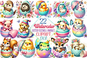 Easter Eggshell Animals Sublimation, an Illustration by DreamCafeArt