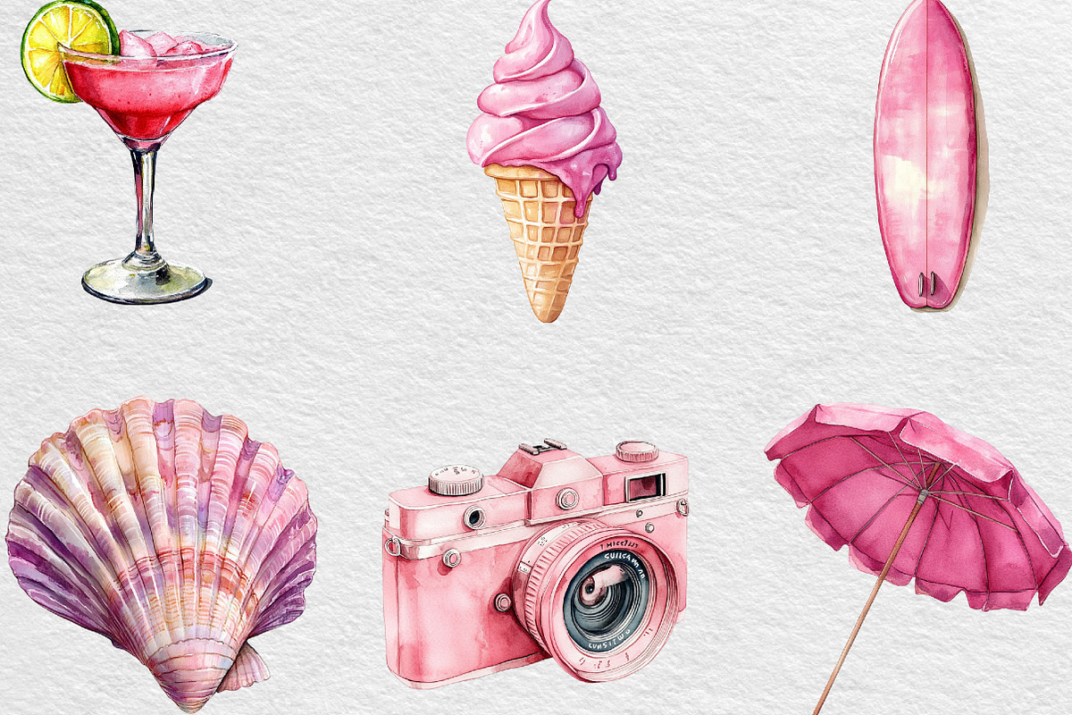 Pink Coquette Hello Summer Clipart, an Illustration by Black Bird Studio (Photo 5 of 6)