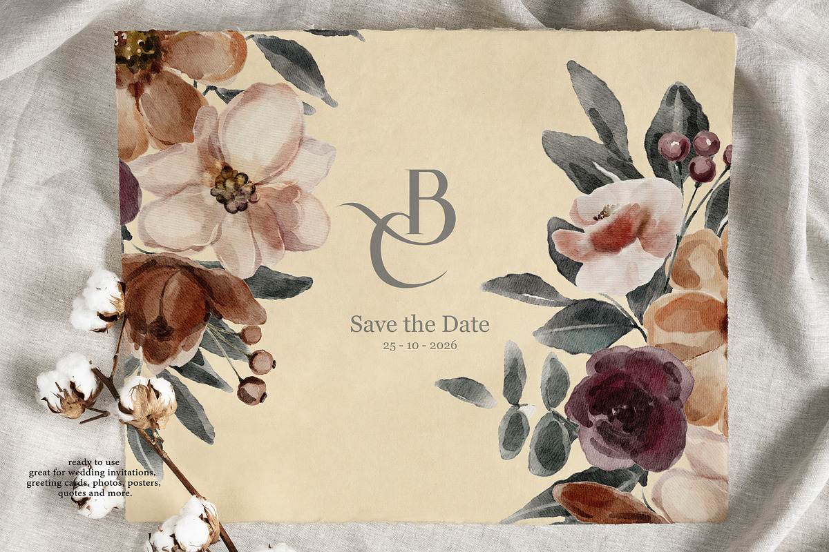 Watercolor Fall Flowers Clipart Set, a Person Illustration by Pink Studio Art (Photo 7 of 19)