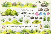Watercolor Meadow/grass clipart, a Decorative Illustration by PassionPNGcreation (Thumbnail 1 of 4)