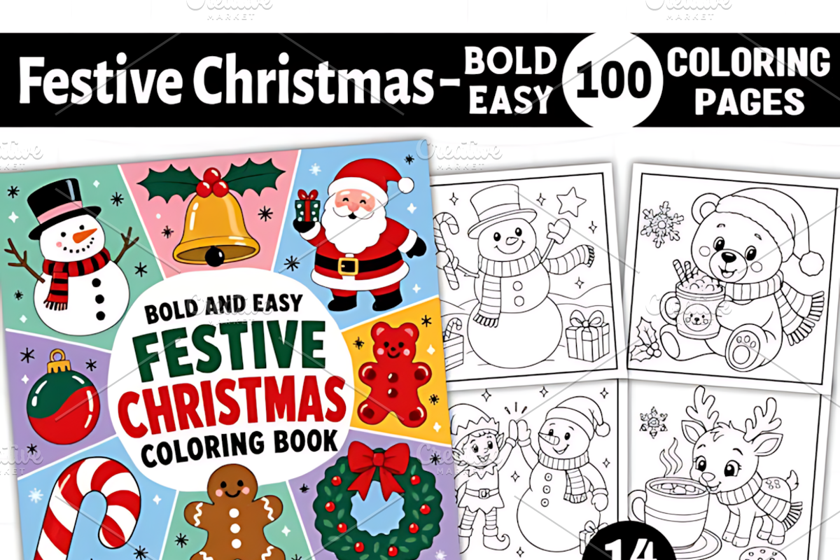 Bold Easy Festive Christmas Coloring, a Seasonal Illustration by Coco Bloom (Photo 1 of 3)