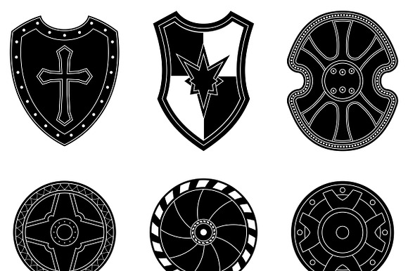 Icon Set Of Ancient Medieval Shield