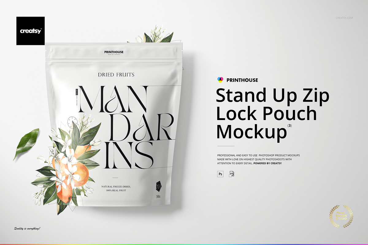 Stand Up Zip Lock Pouch Mockup Set 3, a Household Mockup by creatsy5 (Photo 1 of 9)