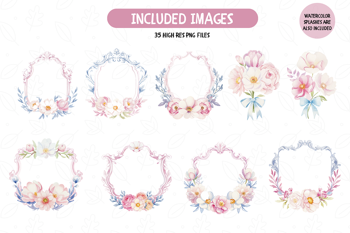 Watercolor Elegant Pink Flowers, an Illustration by TatiMockup (Photo 3 of 4)