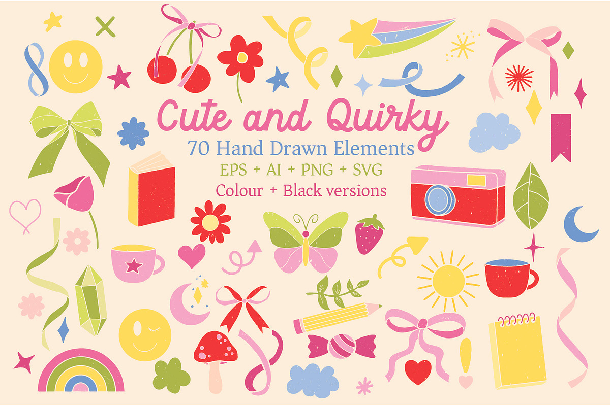 Cute & Quirky Retro Linocut Clipart, a Decorative Illustration by Ginny and Sam (Photo 1 of 11)