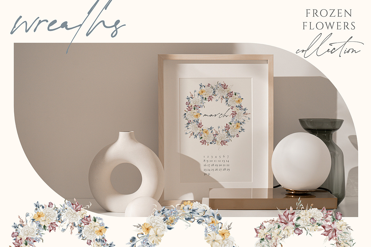 Frozen Flowers Watercolor Collection, a Texture Illustration by Julia Dreams (Photo 5 of 8)