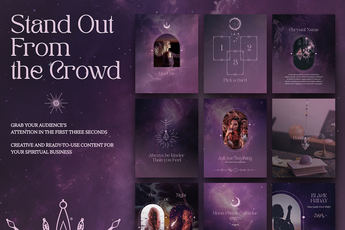 Purple Spiritual Instagram Posts, a Social Media Template by Under My Cozy Roof (Photo 2 of 9)