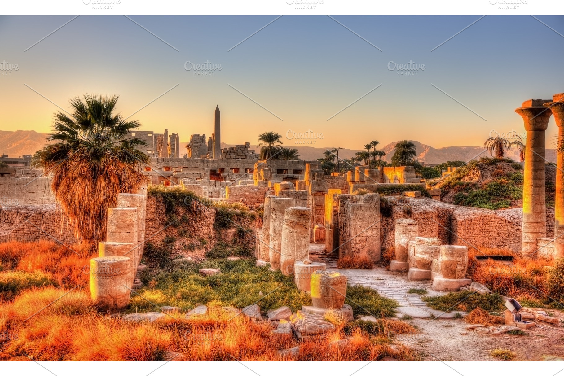 View of the Karnak temple in the evening - Luxor, Egypt, an Architecture Photo by Leonid Andronov