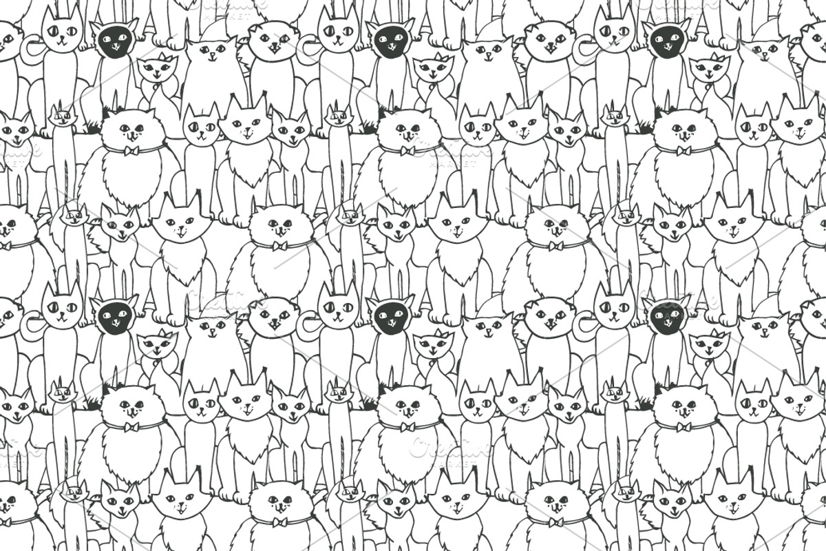 seamless pattern with cats preview 4