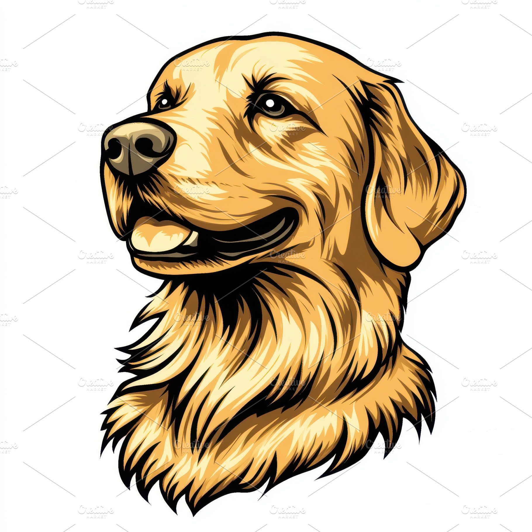 Golden Retriever Dog Head Profile Ma, an Abstract Photo by Pixeness