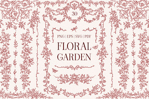 Burgundy Floral Garden Borders