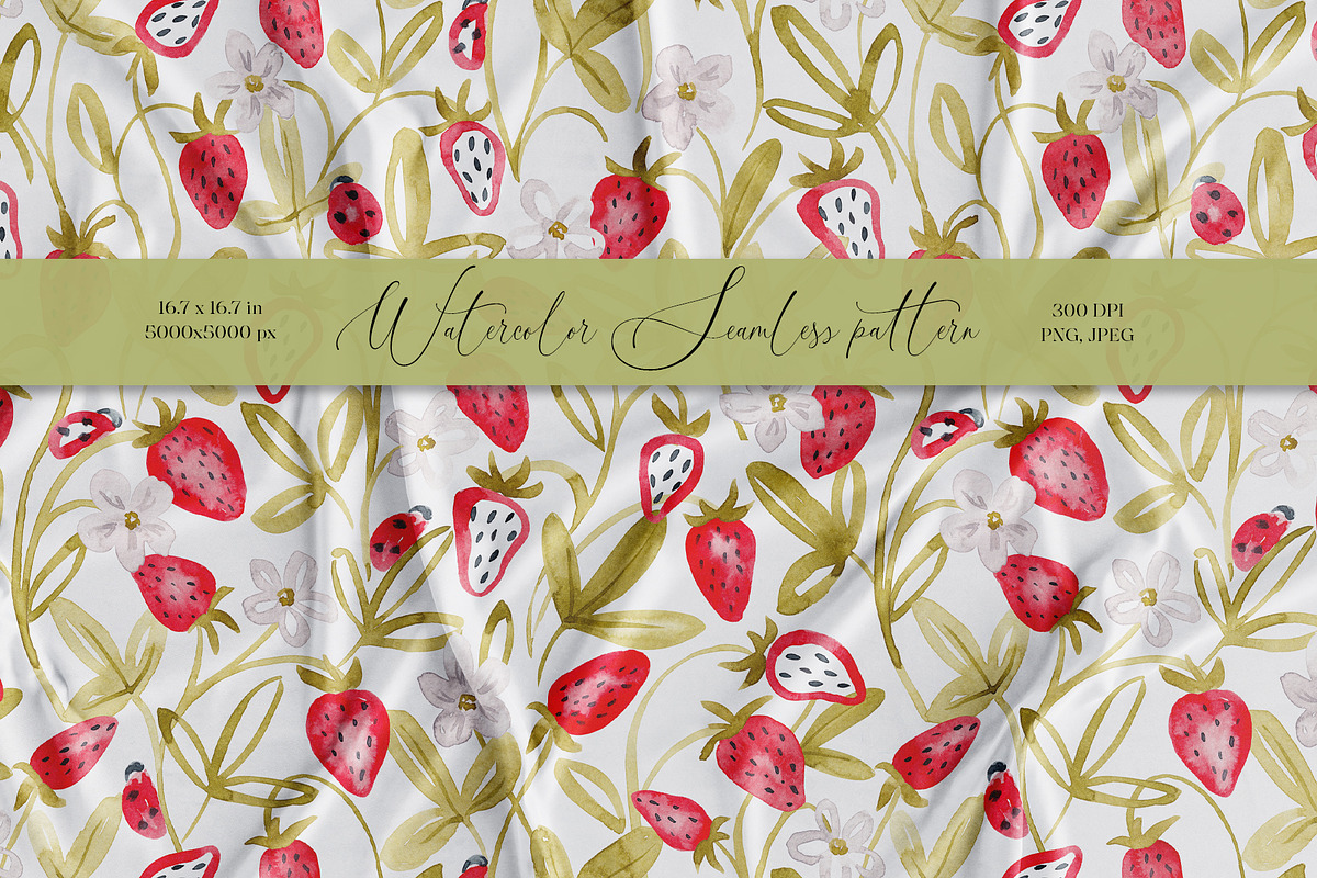Strawberry seamless pattern, a Pattern Graphic by SirenaArt (Photo 1 of 11)