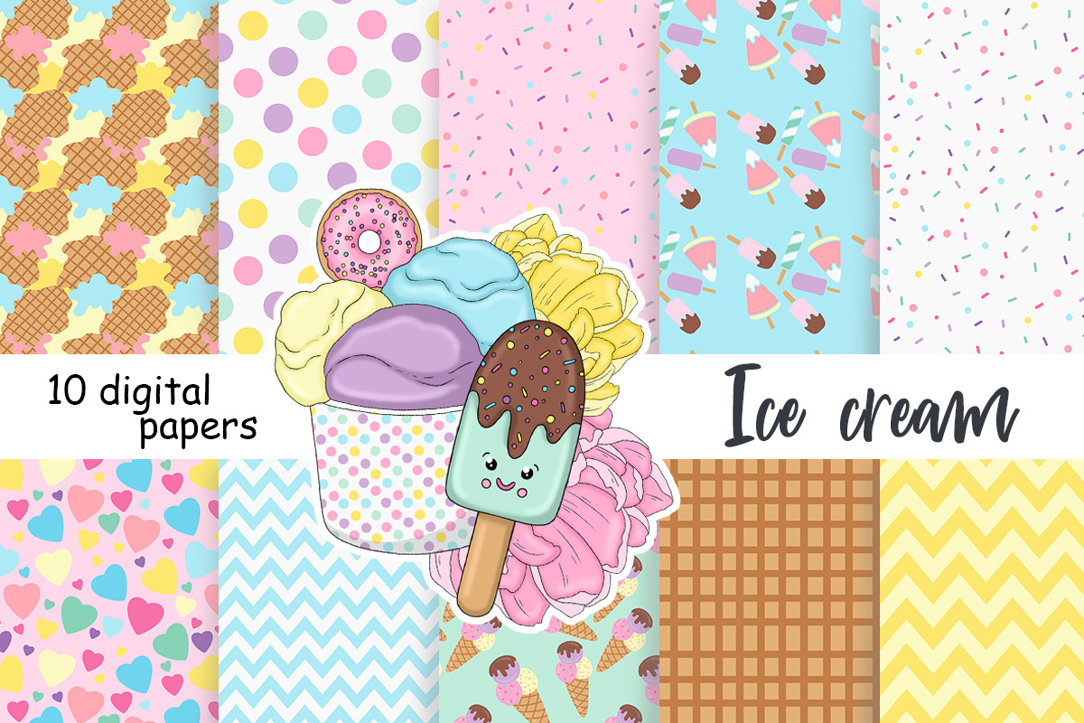 Ice Cream Cone Pattern, a Pattern Graphic by GlamArtZhanna (Photo 1 of 3)