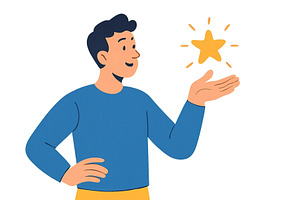 Happy man showcasing a star symbol, an Object Illustration by ZinetroN