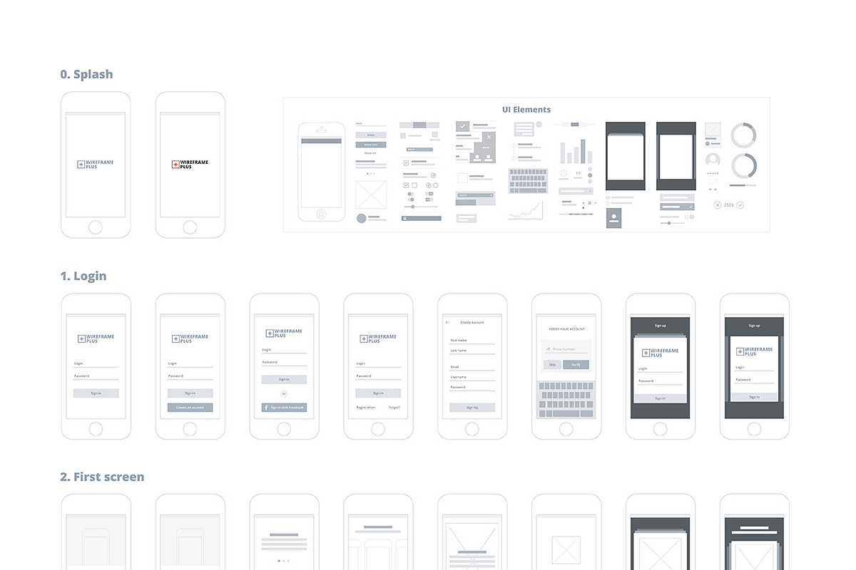 App Wireframes plus v.2, a Wireframe Template by SherbakYurii