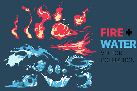 fire flame and water splash comic se