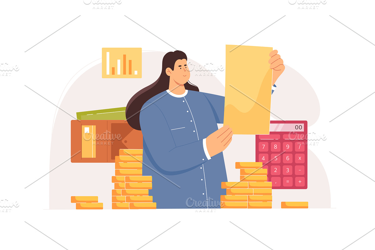 Calculation of income and expenses, a Finance Illustration by Flashvector