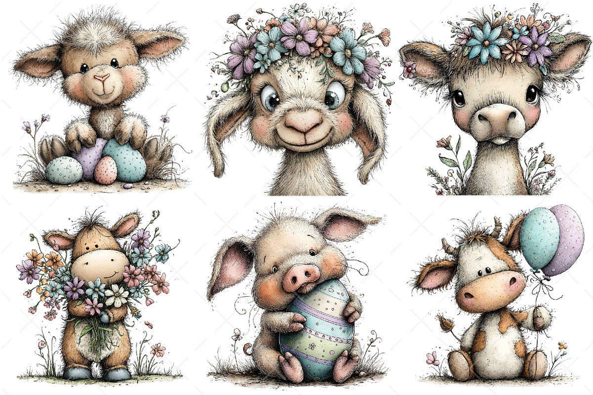 Whimsical Easter Farm Clipart, an Illustration by Craft Nest (Photo 5 of 11)