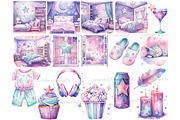 Pajama Party Clipart Galentines Day, a Decorative Illustration by GlamArtZhanna (Thumbnail 3 of 5)