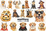 Golden Retriever Halloween Bundle, an Illustration by Pixels.Craft (Thumbnail 1 of 7)