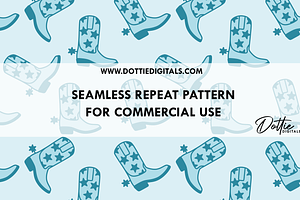 Blue Cowboy Boots Pattern PNG