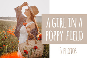 A girl in a poppy field - 5 photos