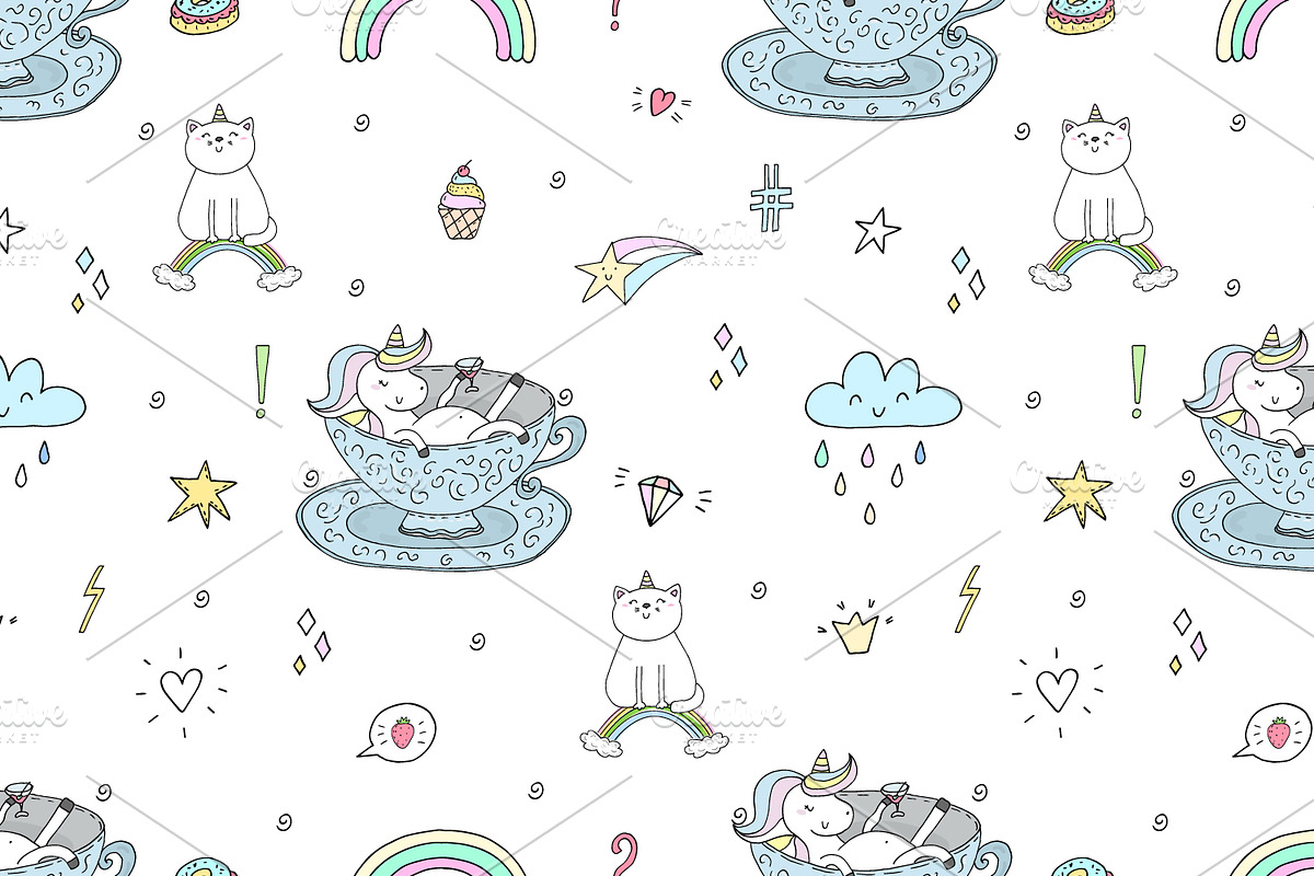Cute unicorns patterns collection., a Pattern Graphic by Irene_Boiko_ART (Photo 4 of 22)