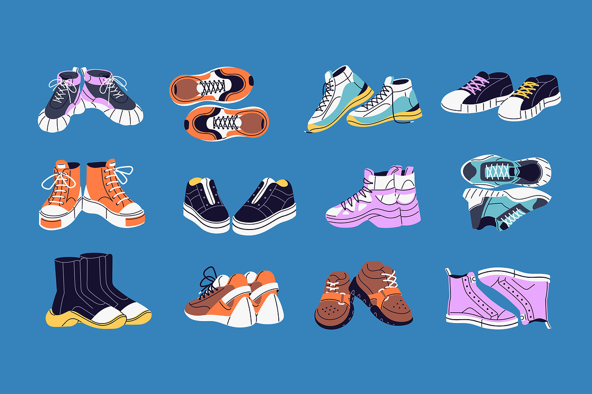 Modern sneakers set + ad templates, an Object Illustration by PaperTrident (Photo 4 of 16)