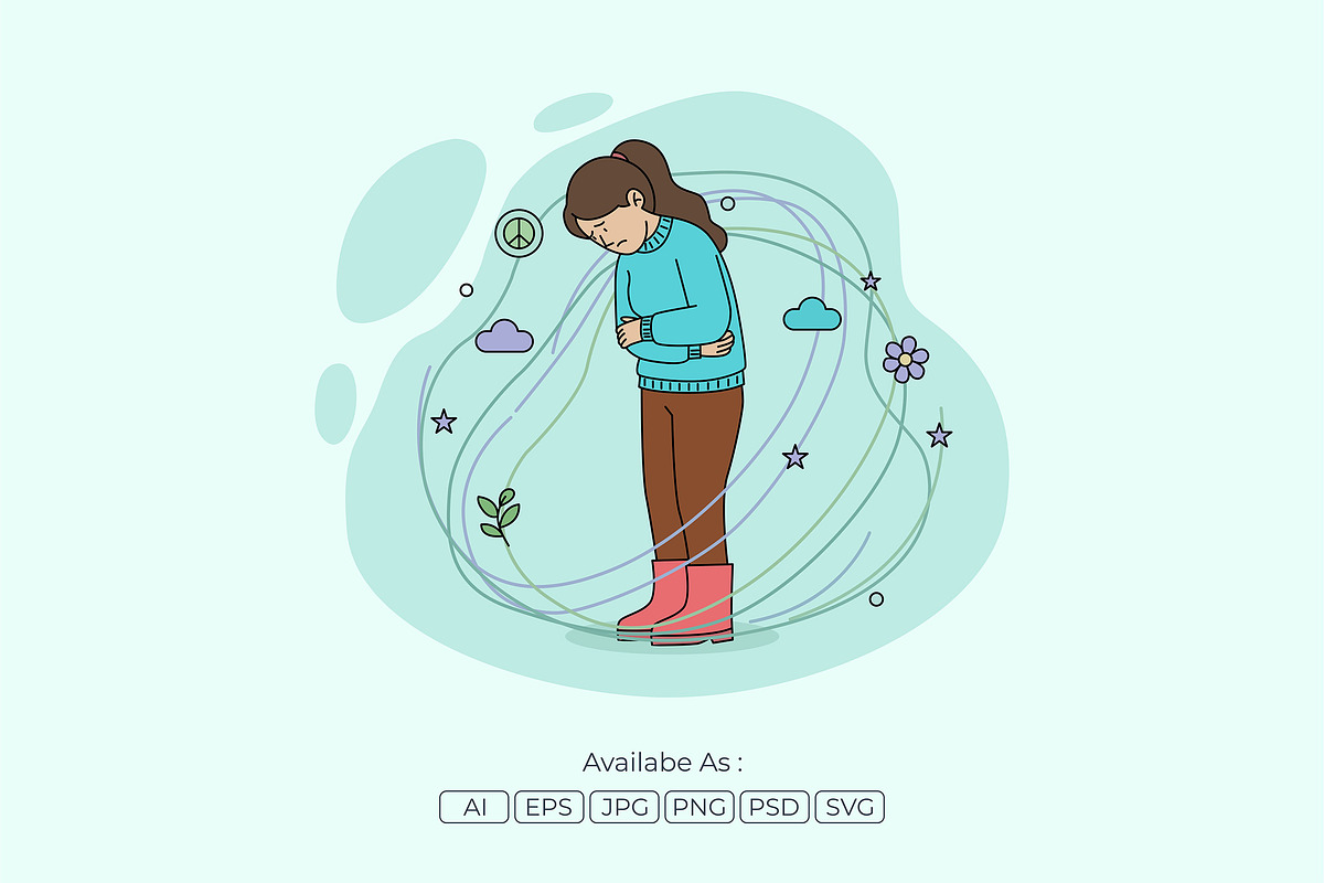 Woman Hugging Herself Mental Health, a Person Illustration by Partikusi Design (Photo 2 of 3)