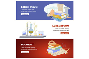 school subjects banners. globe books, an Object Illustration by Multigon