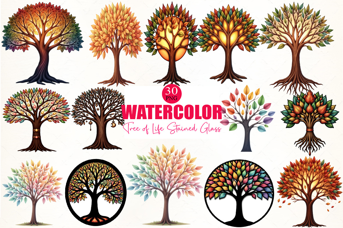 Tree of Life Stained Glass Clipart, an Illustration by CrexoraLab (Photo 5 of 5)