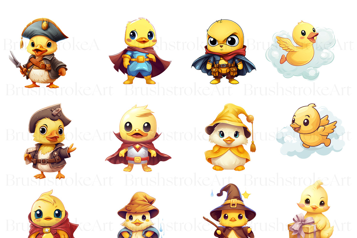 Cute Ducks Clipart, Watercolor Ducks, an Animal Illustration by BrushstrokeArtGB (Photo 3 of 9)