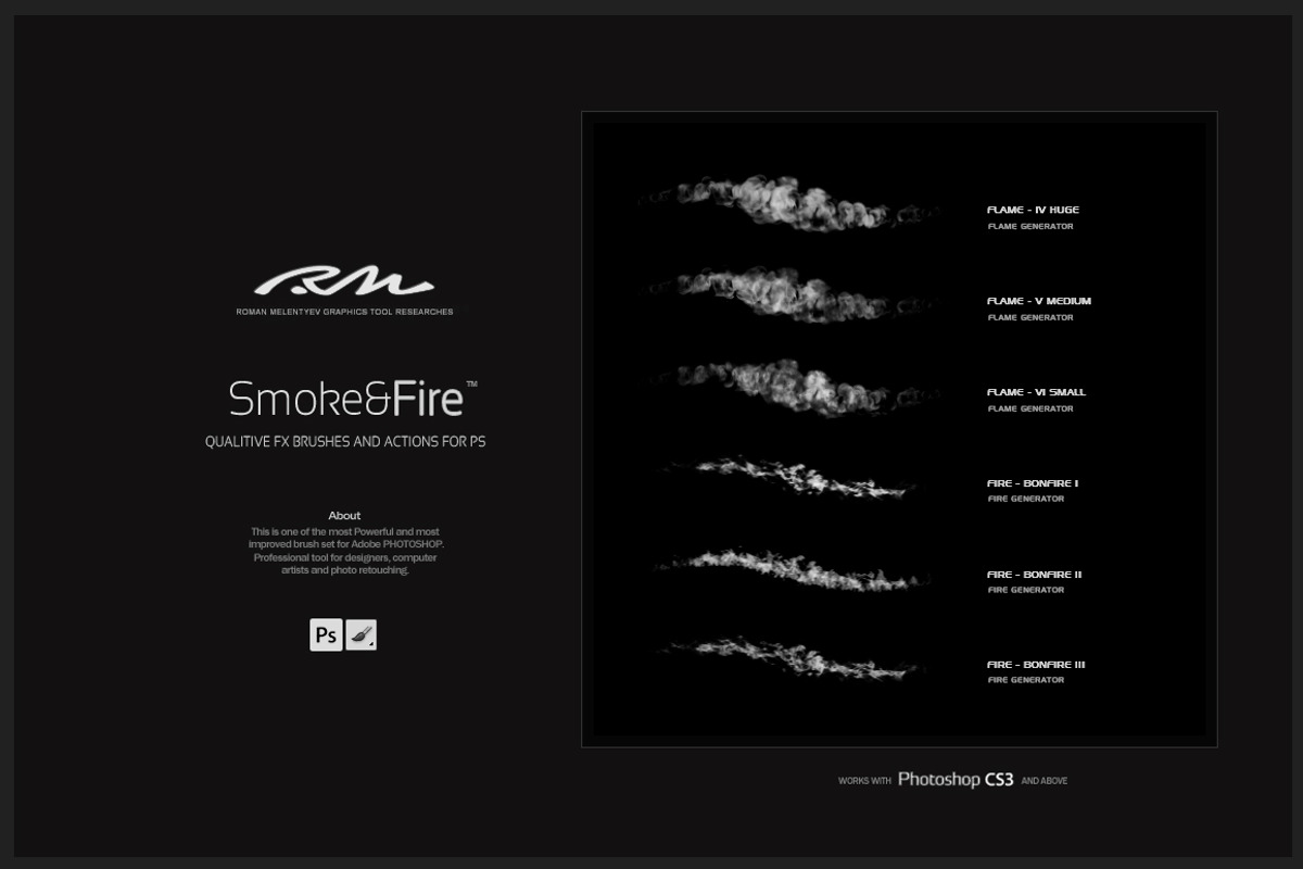 RM Smoke & Fire (PS brushes), a Brush Add-On by R M (Photo 4 of 5)