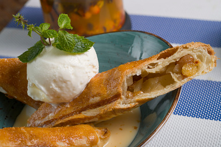 Sweet dessert apple strudel with ic featuring dessert, strudel, and sweet, a Food & Drink Photo by oleghz