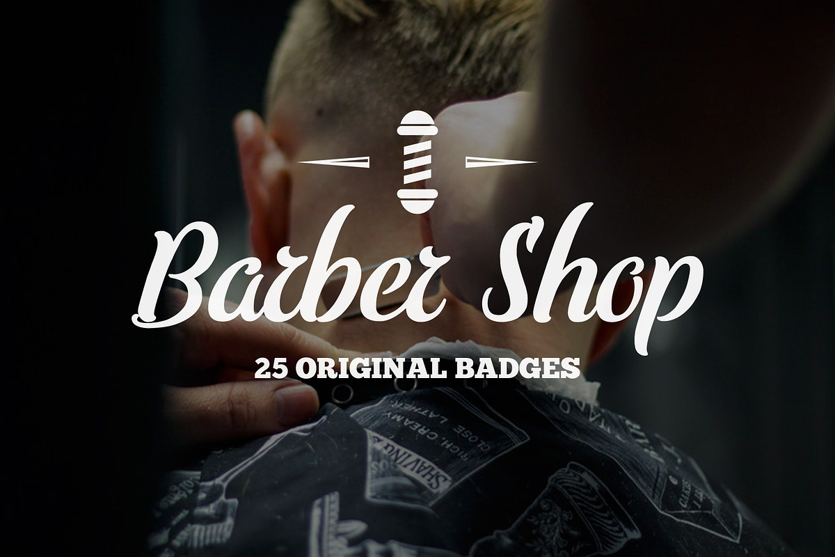 Vintage Barber Shop Badges & Labels, a Branding & Logo Template by Lustra Frisk (Photo 1 of 3)