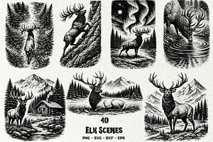 Elk Scenes SVG Graphics, an Animal Illustration by DENIDigitalArtSudio