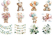 Watercolor Teddy Bear Clipart, an Illustration by DreamCafeArt (Thumbnail 5 of 8)