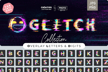 Digital Glitch Pixel Letters Overlay, a Symbol Font by PhotoSpirit