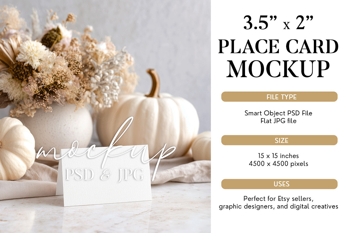Fall Chic 3.5x2 Tent Card Mockup PSD, a Product Mockup by Bijou Bay