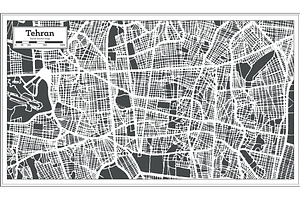 Tehran Iran City Map In Retro Style