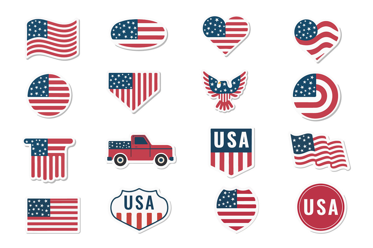 USA Flag Sticker, a Card Template by MightyDesign (Photo 1 of 5)
